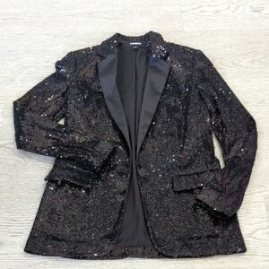 Express Black Sequin Suit Jacket Formal Blazer